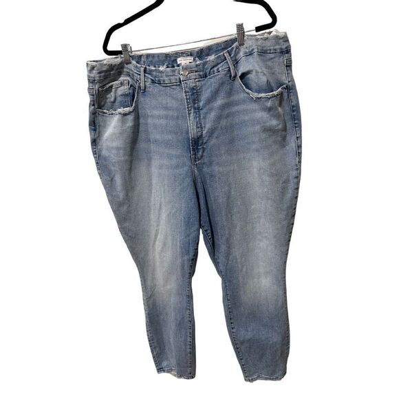 Good American PLUS SIZE 28 Light Wash Cropped Stretch Jeans Classic Raw Hem - Picture 8 of 14